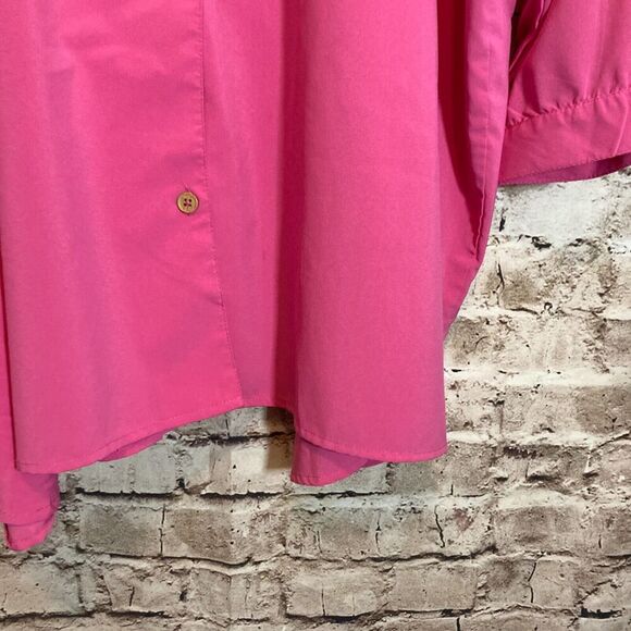 Catherines Top Womens 4X Hot Pink Tunic Long Sleeve Button Front Plus Size - Picture 12 of 14